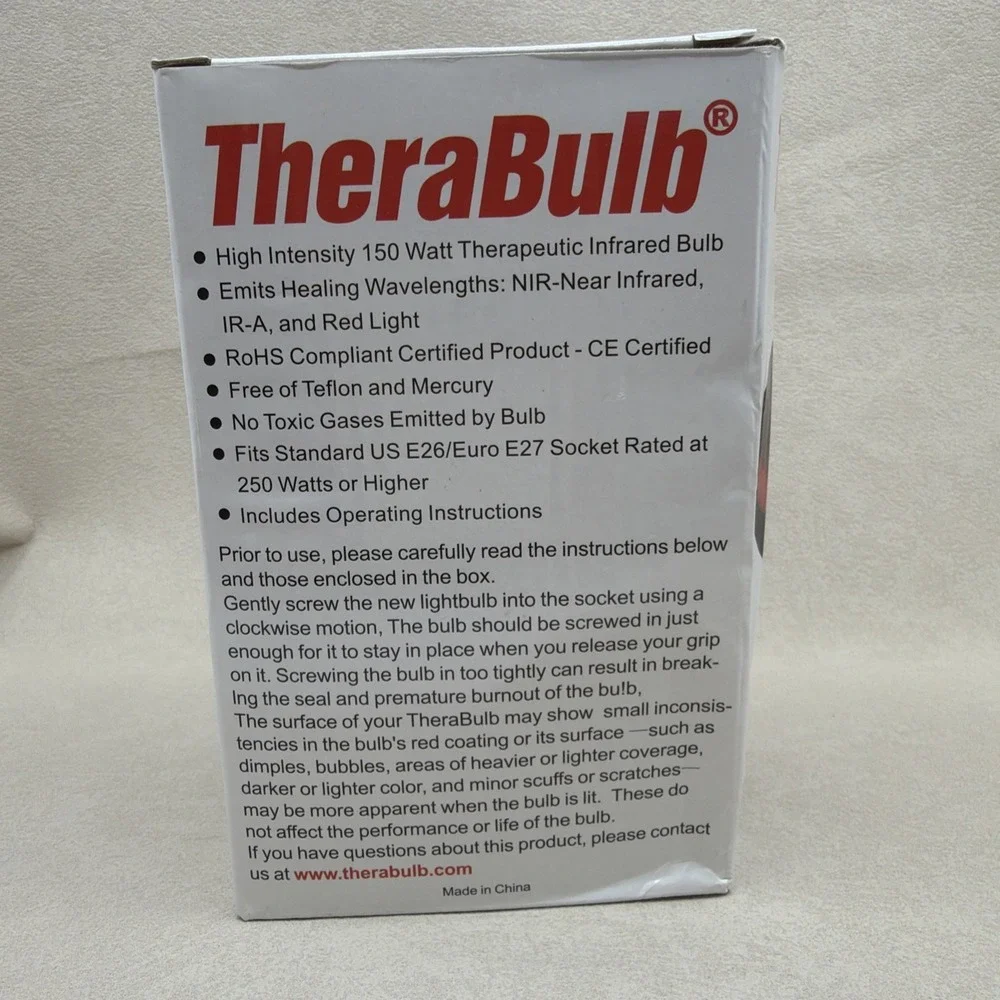 TheraBulb 150W Near Infrared Red Light Heat Bulb Zero EMF 120V NEW